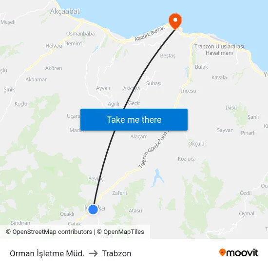 Orman İşletme Müd. to Trabzon map