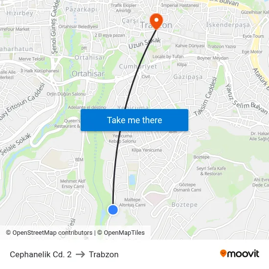 Cephanelik Cd. 2 to Trabzon map