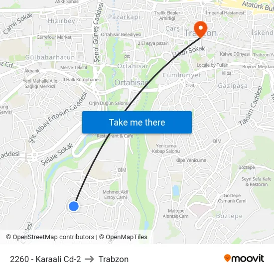 2260 - Karaali Cd-2 to Trabzon map