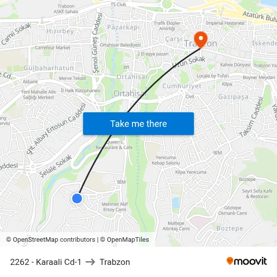 2262 - Karaali Cd-1 to Trabzon map