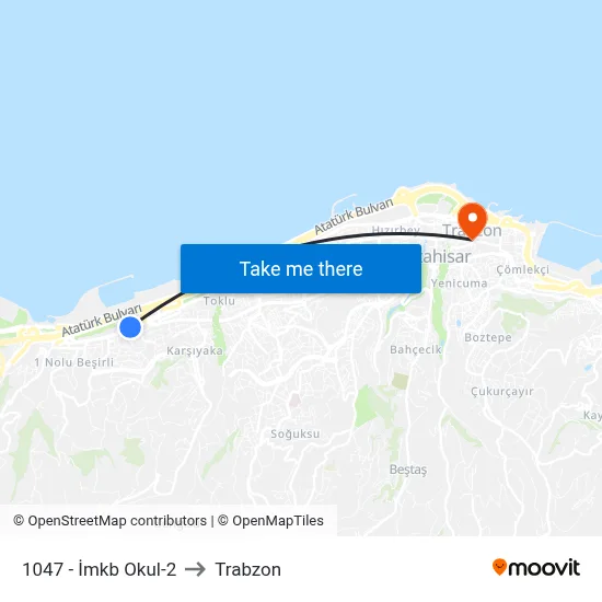 1047 - İmkb Okul-2 to Trabzon map