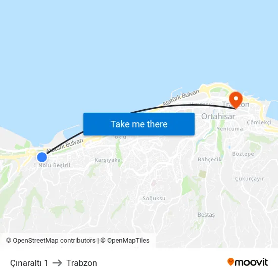 Çınaraltı 1 to Trabzon map