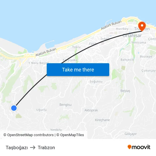 Taşboğazı to Trabzon map