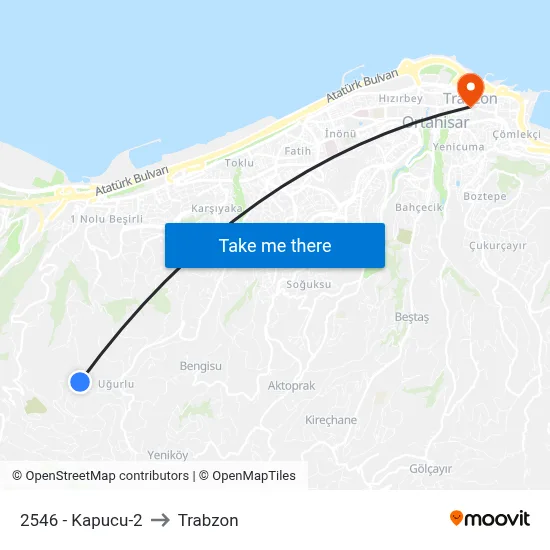 2546 - Kapucu-2 to Trabzon map