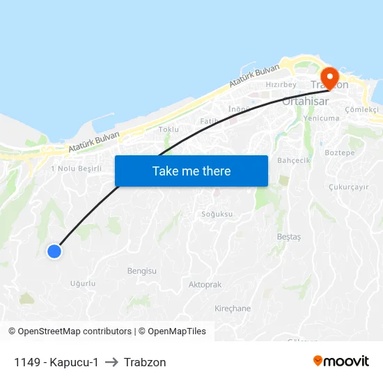 1149 - Kapucu-1 to Trabzon map