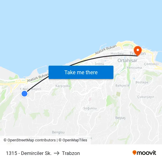 1315 - Demirciler Sk. to Trabzon map