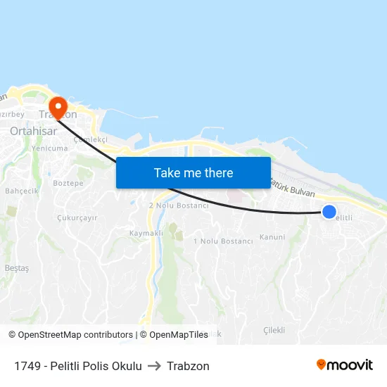 1749 - Pelitli Polis Okulu to Trabzon map