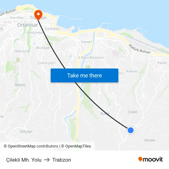 Çilekli Mh. Yolu to Trabzon map
