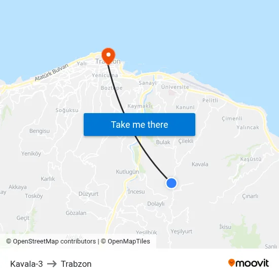 Kavala-3 to Trabzon map