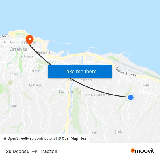 Su Deposu to Trabzon map