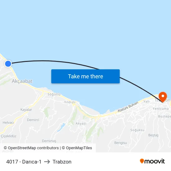 4017 - Darıca-1 to Trabzon map