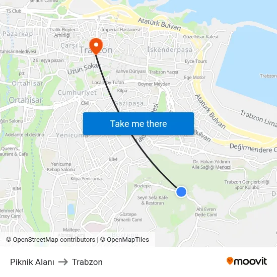 Piknik Alanı to Trabzon map