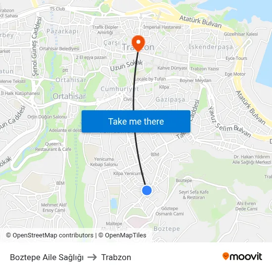 Boztepe Aile Sağlığı to Trabzon map