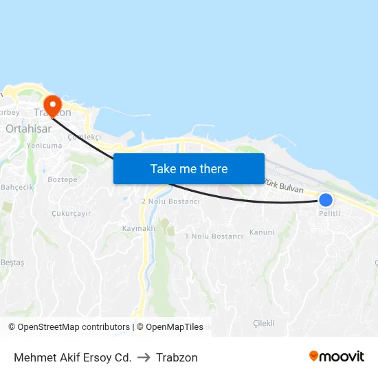 Mehmet Akif Ersoy Cd. to Trabzon map