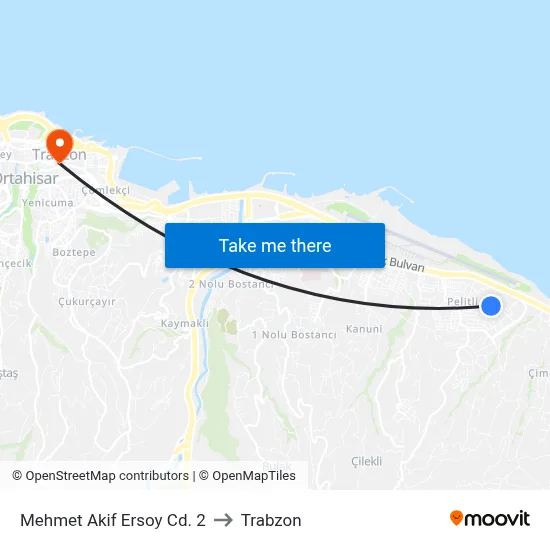 Mehmet Akif Ersoy Cd. 2 to Trabzon map
