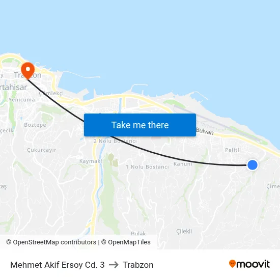 Mehmet Akif Ersoy Cd. 3 to Trabzon map