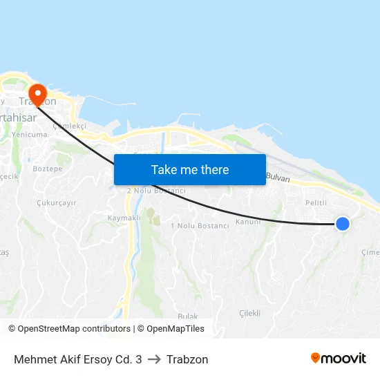 Mehmet Akif Ersoy Cd. 3 to Trabzon map