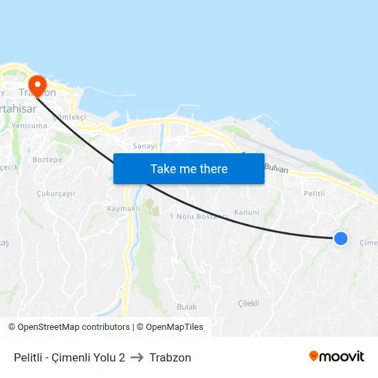 Pelitli - Çimenli Yolu 2 to Trabzon map