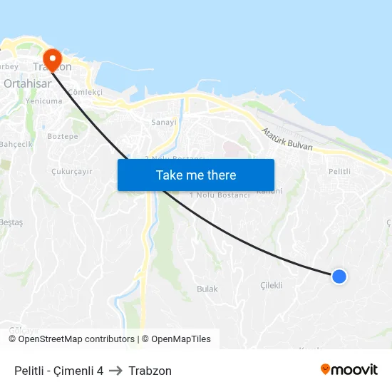 Pelitli - Çimenli 4 to Trabzon map