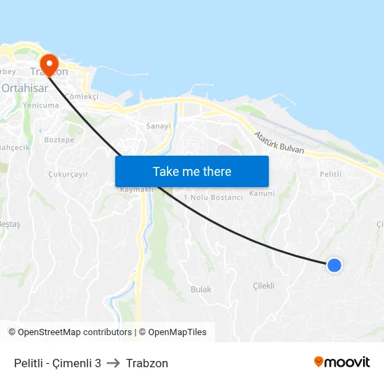 Pelitli - Çimenli 3 to Trabzon map