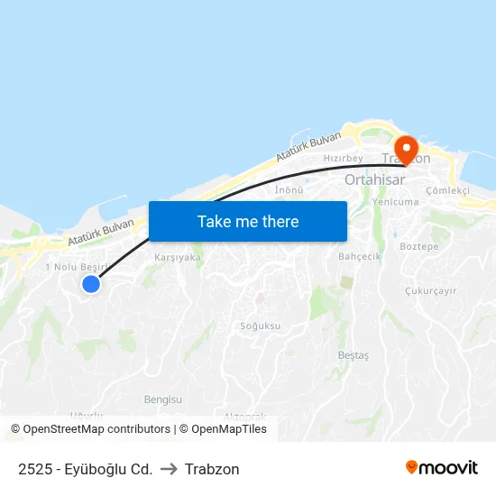 2525 - Eyüboğlu Cd. to Trabzon map