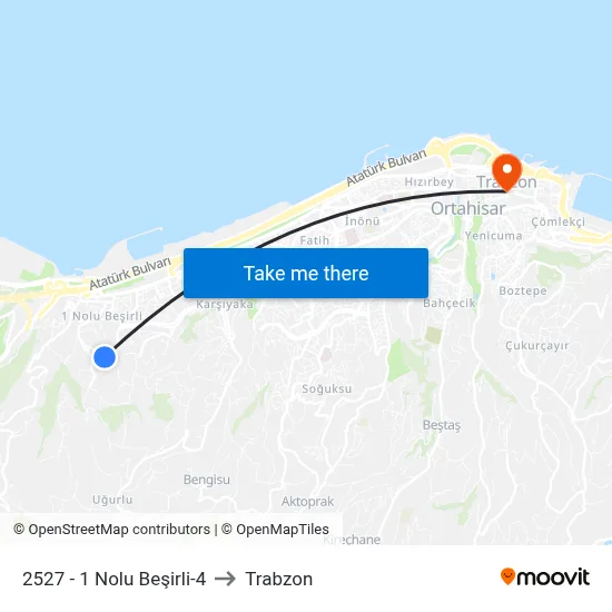 2527 - 1 Nolu Beşirli-4 to Trabzon map