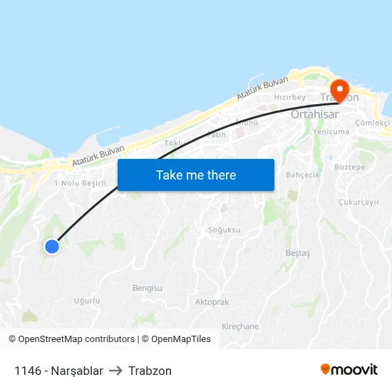1146 - Narşablar to Trabzon map