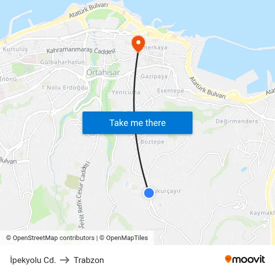 İpekyolu Cd. to Trabzon map