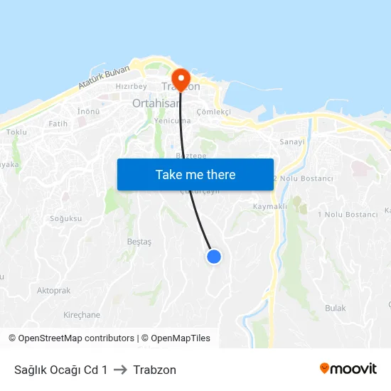 Sağlık Ocağı Cd 1 to Trabzon map