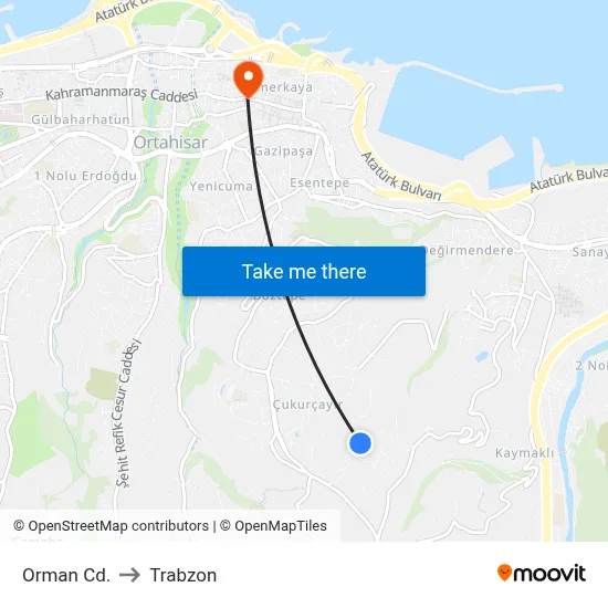 Orman Cd. to Trabzon map