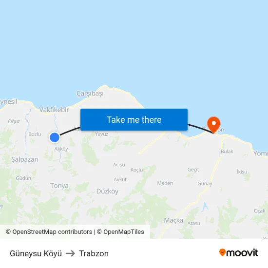 Güneysu Köyü to Trabzon map