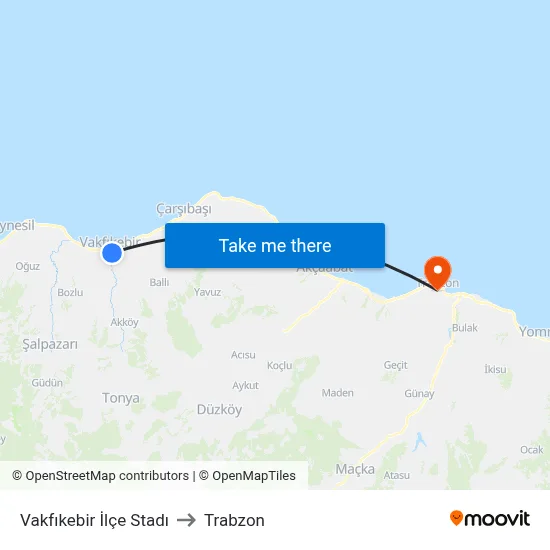 Vakfıkebir İlçe Stadı to Trabzon map
