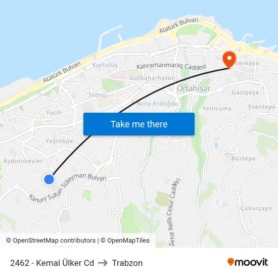 2462 - Kemal Ülker Cd to Trabzon map