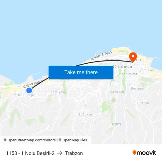 1153 - 1 Nolu Beşirli-2 to Trabzon map