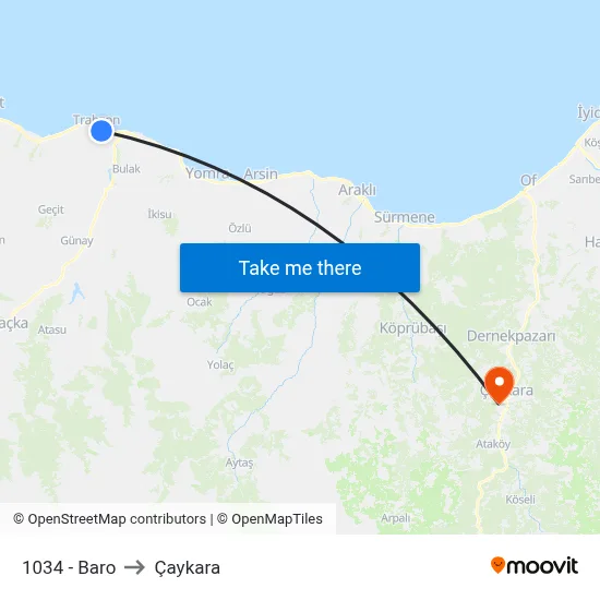 1034 - Baro to Çaykara map