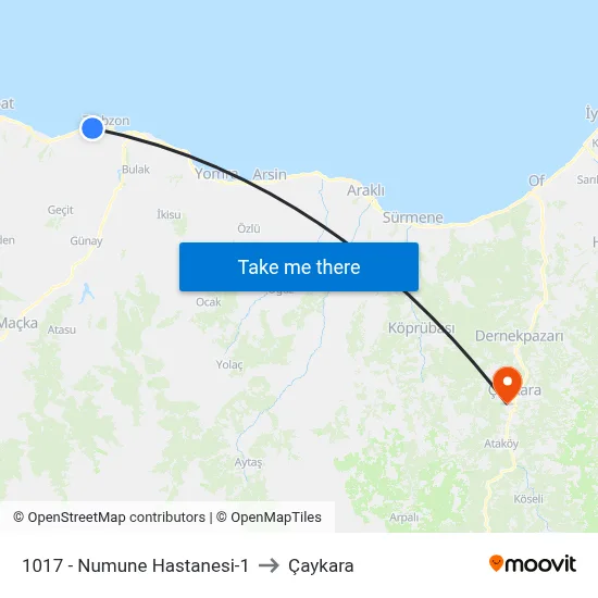 1017 - Numune Hastanesi-1 to Çaykara map