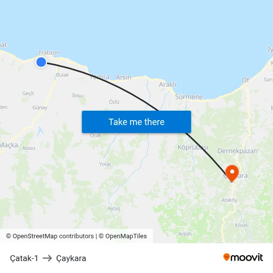 Çatak-1 to Çaykara map