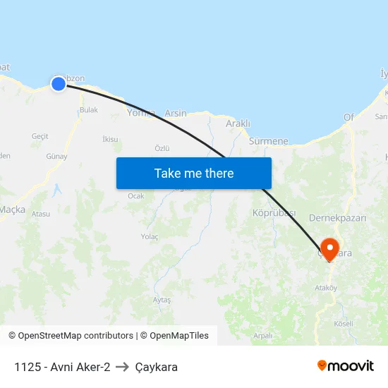 1125 - Avni Aker-2 to Çaykara map