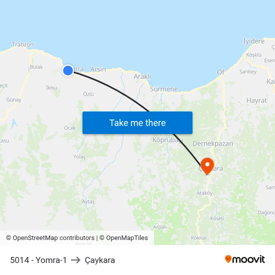 5014 - Yomra-1 to Çaykara map