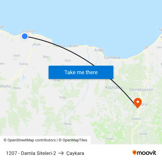 1207 - Damla Siteleri-2 to Çaykara map
