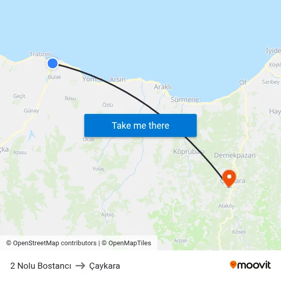 2 Nolu Bostancı to Çaykara map