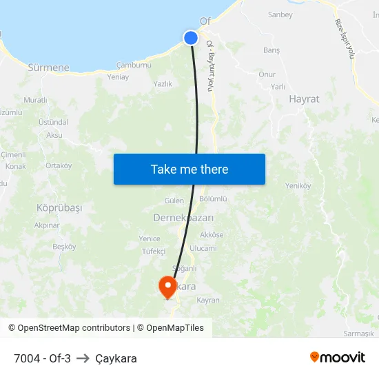 7004 - Of-3 to Çaykara map