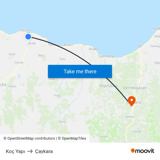 Koç Yapı to Çaykara map
