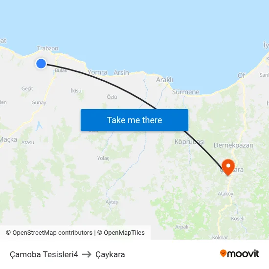 Çamoba Tesisleri4 to Çaykara map