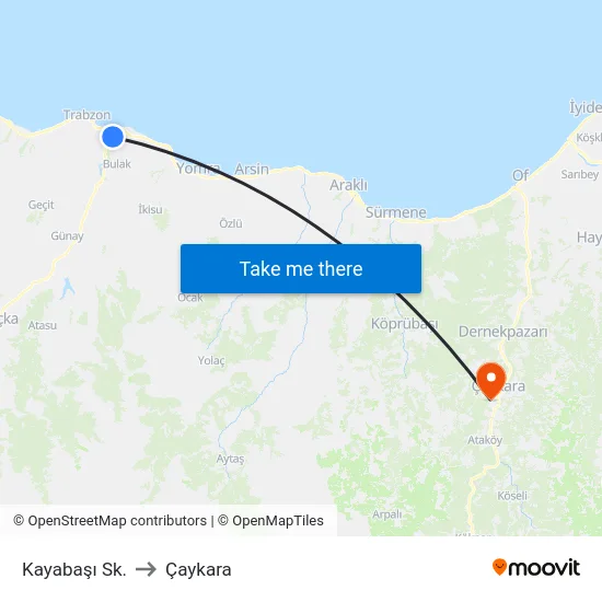 Kayabaşı Sk. to Çaykara map