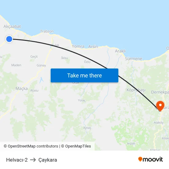 Helvacı-2 to Çaykara map