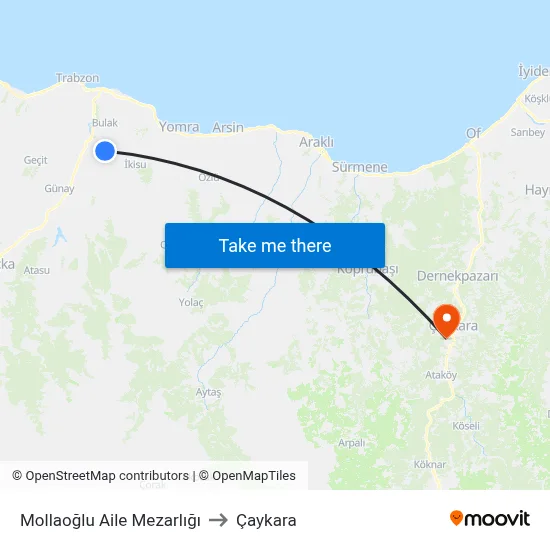 Mollaoğlu Aile Mezarlığı to Çaykara map