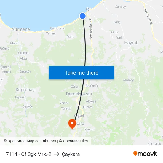 7114 - Of Sgk Mrk.-2 to Çaykara map