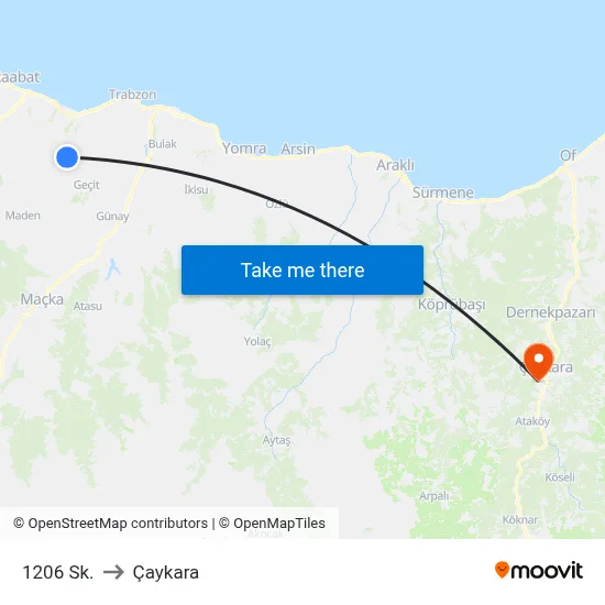 1206 Sk. to Çaykara map