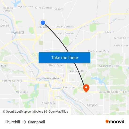 Churchill to Campbell map